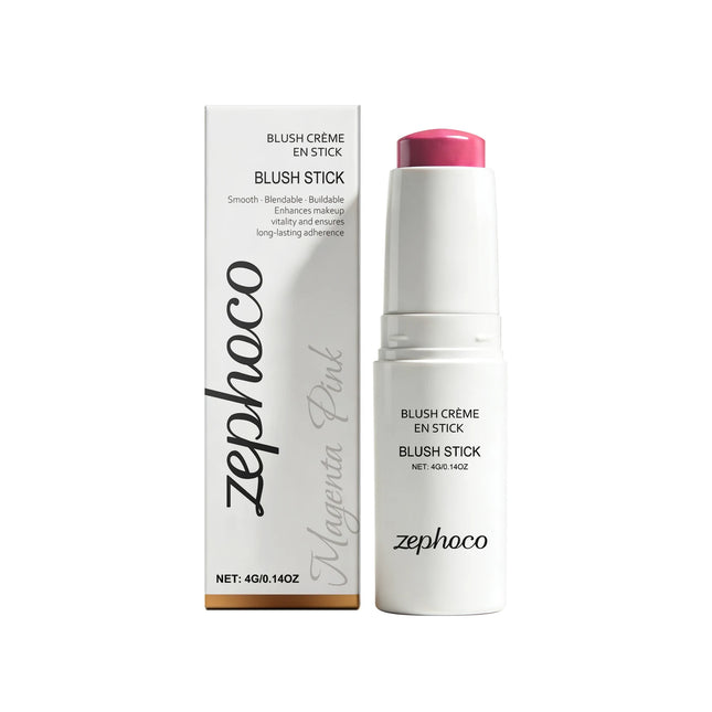Portable Cream Blush Stick Soft Mist Finish Hydrating Long-Wear Blendable Smooth Lightweight On-the-Go Cheek Blush