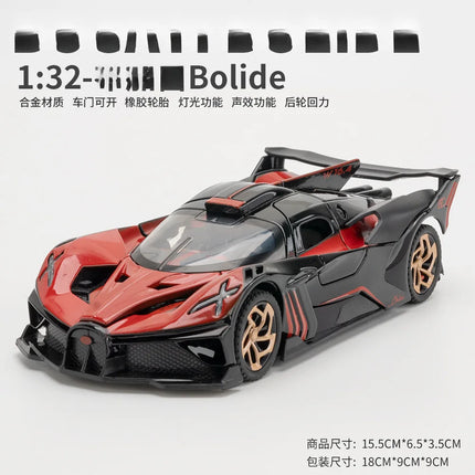 1:32 Bolide Miniature GT Die Casting Model Car Metal Alloy Sound & Light Pull Back Toy Car Birthday Gift