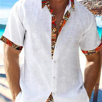 2023 Summer Fashion New Men's High Quality Hawaiian Beach Linen Short Sleeve Shirt Men's Street Solid Top Plus Size