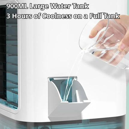 USB Mini Evaporative Air Cooler Desktop Spray Humidifier Fan 900ML Water Tank, Portable Water Cooling Fan for Home Office Use