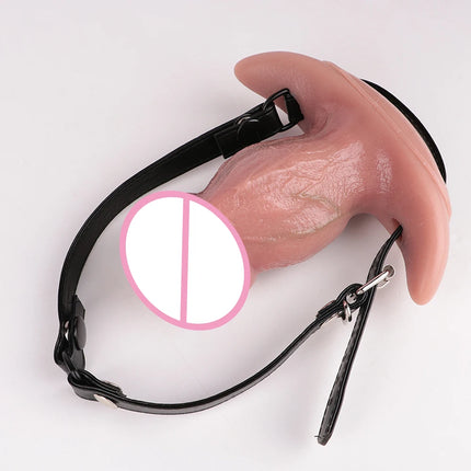 SXXY Adjusting Bondage Deep Throat Mouth Plug Leather Silicone Bdsm Mouth Gag Sex Toys Flirt Sex Tools Simulation Dildo For Adul