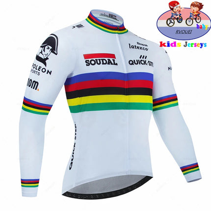 Soudal Quick Step Baby Cycling Clothing Children Long Sleeve Jersey Set Breathable Sportswear Kids Bicycle Maillot Ciclismo