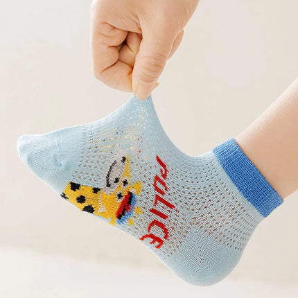 5 Pairs 1 To 12 Years Children's Socks 2025 Spring Summer Baby Boys Girls Cotton Mesh Breathable Thin Soft Cute Socks Kids Socks