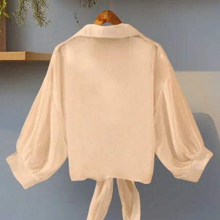 Plus Size Women Loose Casual Lightweight Shirts Long Sleeved Collared Tops Skin-friendly Elegant Clothing Fashion Blusa Feminina