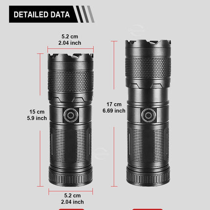 High Power Led flashlight Strong Light Rechargeable Torch Portable Handheld Flashlight Long Range 5km COB Light Camping Hiking