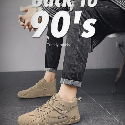 Ankle Boots For Men 2025 Spring Man Casual Sneakers Non Slip Khaki Work Mens Shoe Short Boots Loafers Lace Up Zapatillas Hombre