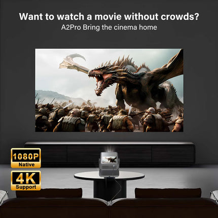 Netflix YouTube Projector 8'' Touch Screen 1080P 4K, 180° Rotation - Android iOS Sync, WiFi BT5.0, HDMI USB Home Cinema Gaming