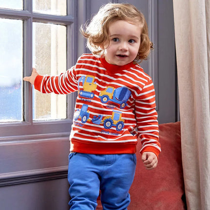 Jumping Meters 2-7T New Arrival Kids Cars Embroidery Autumn Boys Sweatshirts Long Sleeve Baby Clothes Hot Selling Striped Shirts