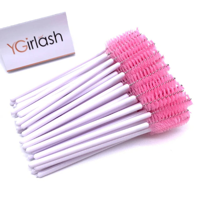 YGirlash 50Pcs Lash Swans Crystal Eyelash Applicator Disposable Diamond Handle Nylon Mascara Wands Brush Cosmetic Tools