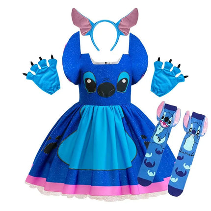Baby Disney Movie Stitch Role Playing Costume Sets Cartoon Cute Princess Dress Stage Performance Halloween Carnival Kids Dress