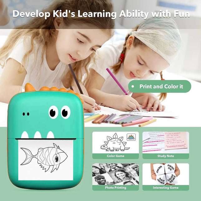 Portable Printer Mini Pocket Wireless Bluetooth Thermal Printers for Android iOS Smartphone  BT Inkless Printing Gift for Kids
