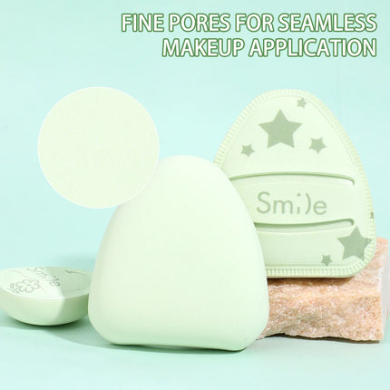 3PCS puff combination, including 1 big matcha green puff +1 detailed puff +1 storage box, a good choice for beauty tools