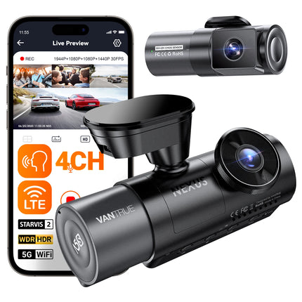 Vantrue N5S DashCam 4 Channel WiFi 360 Degree STARVIS 2 IR Night Vision 2.7K+1080P*2+1440P LTE Support 24 Hours Parking Mode
