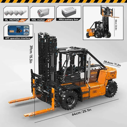 MOULD KING 17044 Technology 1:6 Heavy Duty Forklift Truck App-Controlled Building Blocks Set for Adults Boys