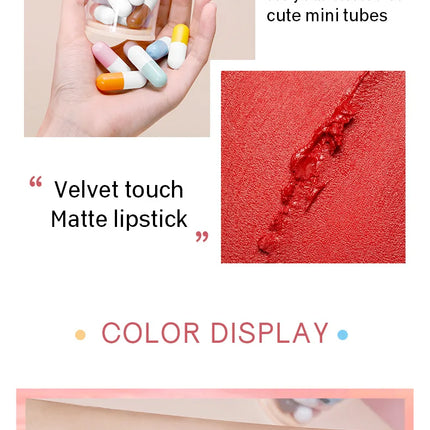 6pcs/set Long Lasting Star Mini Lipstick, Candy Color Matte Velvet Mist Portable Waterproof Lipstick Set