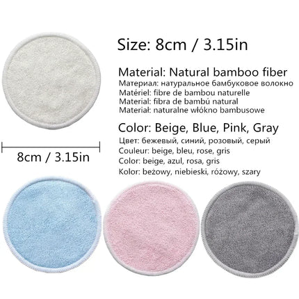 12PC Reusable Cotton Pads Makeup Remover Pads Washable Round Bamboo Make Up Pads Cloth Nursing Pads Skin Care Tool Skin Cleaning