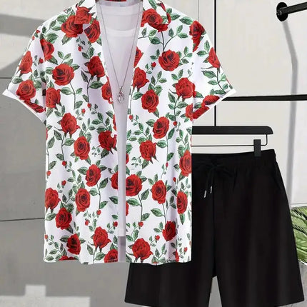2025 Simple All-in-one Men's Shirt Set Coconut Tree Print 3D Printed Shirt And Shorts Set Summer Casual Vacation Hawaiian Shirt