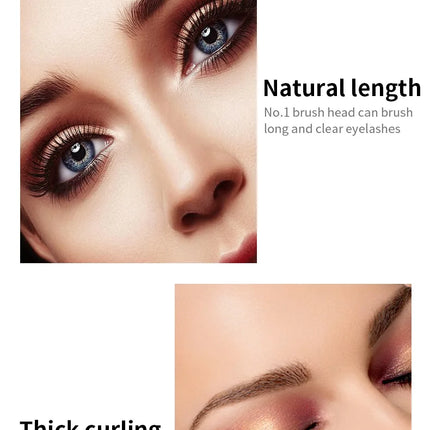 QIC Double Effect 4D Mascara Waterproof Long Curl Natural Thick Eyelash 2-in-1 Black Mascara with 2 Brush Heads