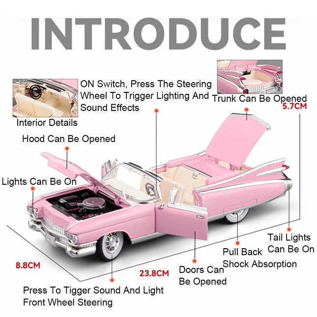 1:24 Scale Eldorado 720S Model Toy Sports Cars Alloy Diecast Sound Light Doors Opened Pull Back Ornament Vehicle for Boys Gifts