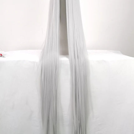 150cm wig Extra-long black and white cosplay center-parted wig anime 60 inch wig