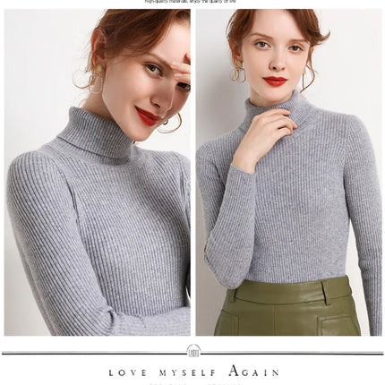 Heliar Women Fall Turtleneck Sweater Knitted Soft Pullovers Cashmere Jumpers Basic Soft Sweaters For Women 2024 Autumn Winter