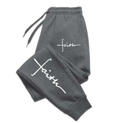 Cross Faith Prints Sweatpants Womens Joggers Fitting Outdoor Trouser Warm Casual Sportswear Pocket Long Pants Couple Clothes