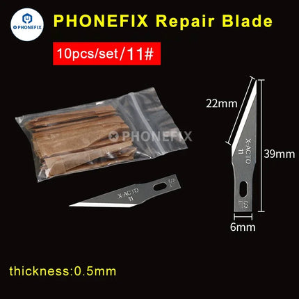 10pcs No.4A 11 18 Scalpel Knife Removal Glue Blades Non-Slip Metal Engraving Craft knives Phone PCB DIY Repair Hand Tools