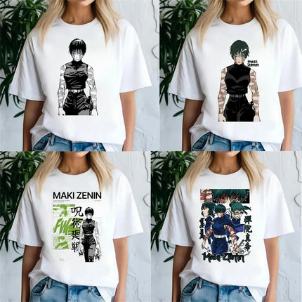 Jujutsu Kaisen  T Shirt Women Japanese Maki Zenin Tee Girl Anime T-Shirts Clothing Short Sleeve Tops