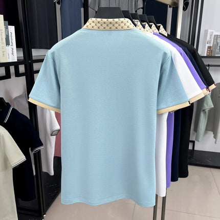 Personality Letter Jacquard Lapel Short Sleeve T-Shirt Men's High-End Brand Little Bee Embroidery Fashion Trend Summer Polo Shirt