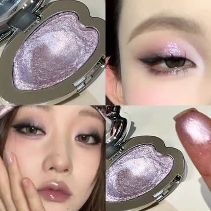 Pearlescent Blue Metallic Eyeshadow Palette Punk Smoky Purple Mashed Potato Waterproof Shimmer Glitter Heart-shaped Eye Shadow
