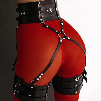 PU leather garter belt harness,gothic leg harness PU leather, Accessories For Party Dating Thigh Leg Harness Women
