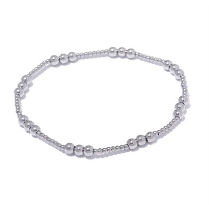 Yhpup 3/4/5/6 MM Stainless Steel Beads Daily Handmade Elastic Bracelet Bangle Waterproof Wrist Wholesale Gold Color Jewelry Men