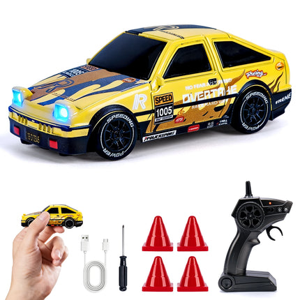 1/64 High Speed Drift RC Car with Light 2.4G 4WD Remote Control Car Desktop Mini Racing Cars Full Proportion Cars Model Gifts