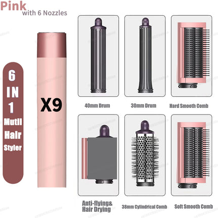 Upgraded 1500w Multil Hair Styler Hair Dryer 30/40mm Auto Curling Barrels and Hair Strightenting Nozzle Hot Air Brush Wrap Style
