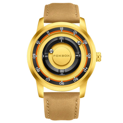 FOXBOX Watch Planet Design Fashion Floating Magnetic Pointer Free Ball Bearing Creative Simple Waterproof Quartz Watch for Men