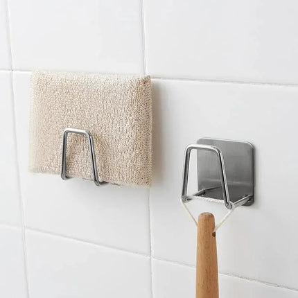 1pc Stainless Steel Sink Sponge Rack For Sponge Steel Wire Ball Draining Paste The Inner Wall Of The Sink Kitchen Supplies