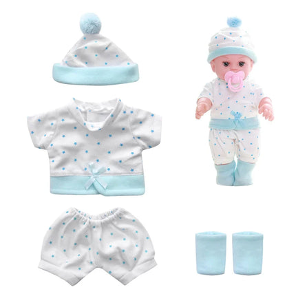 For 12 Inch 30cm Baby Reborn Dolls Outfits Clothing Carry Cot Cartoon Bear Winter Pajamas Jumpsuit Plush Clothes Accessories