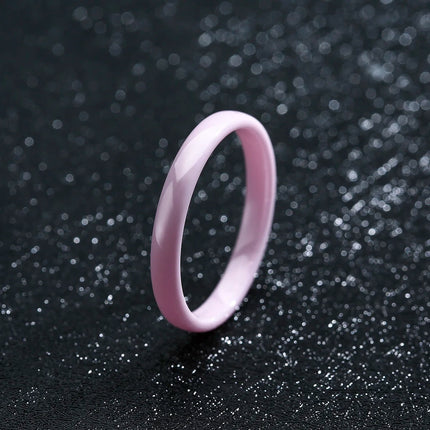 3mm Thin Stackable Ceramic Ring Women Minimalist Plain Wedding Band Black White Pink Green Promise Pinky Ring Hypoallergenic