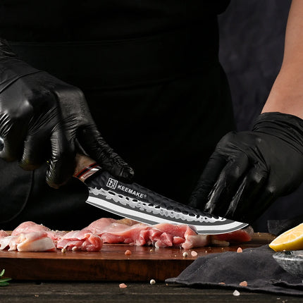KEEMAKE 5.5" Inch Small Chef's Knife 7 Layers Damascus Steel Japanese Kitchen Knife Sharp Cutting Knife Ergonomic Resin Handle