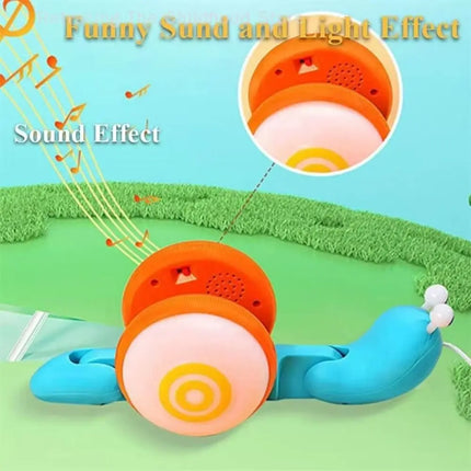 Baby Walker Pull String Snail Car Toy Learning To Walk Cartoon Pet Drag Rope Snail Interactive Glowing Pull-Along Snail Toy