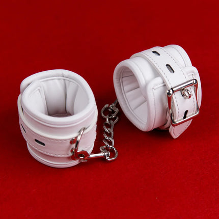 Bdsm Bondage Sex Toys of Leather Adjustable Handcuffs Ankle Cuffs with Metal Link for Men Women Restraints Exotic Accessories