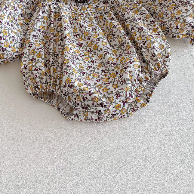 Baby Girls' Rompers, Spring Infant Girls' Fashion Floral Long Sleeve Ruffles Jumpsuit Newborn Baby Bodysuits, Baby Girl Clothes 0-24