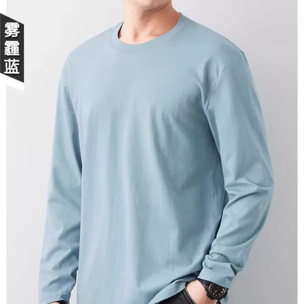 Fast Delivery T-Shirts Men Long Sleeves Tee Tops Male Autumn Plain Cotton T-shirts Plus Size 4XL 5XL Undershirts Man Clothing