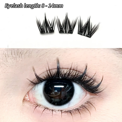 BQI Large-Capacity Glue-Free False Eyelashes Natural Curled Segmented Self-Adhesive Eyelashes No Glue Require Easy to Wear
