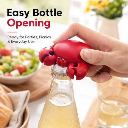 4-in-1 Crab Multifunctional Bottle Opener, Magnetic Fridge Magnet Kitchen Gadget with Scissors & Box Cutter, Creative Tool