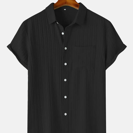 Men's  Comfortable Shirt Summer Beach Men's Shirt   Men's Short Sleeve Shirts  Solid Color Casual Short Sleeve Shirt