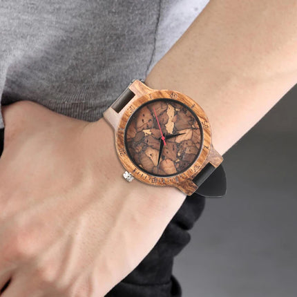Unique Irregular Pattern Display Wood Watches Quartz Timepiece Men's Genuine Leather Casual Hot Fashion Male Wooden Clock reloj