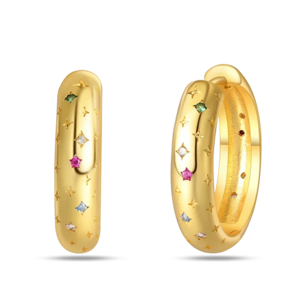 925 Sterling Silver Gold Pearl Hoop Earrings Pave Large Circular Shape Earring Gift for Women Jewelry Anniversary Wedding