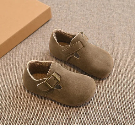 Children Flat Shoes Suede for Winter Kids Moccasins Non-slip Soft Sole 2024 Brand New Boys Girls Leather Shoes Warm Retro Trendy