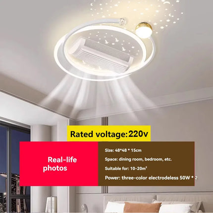 LED bladeless fan light, living room light, modern minimalist smart remote control, master bedroom study ceiling light
